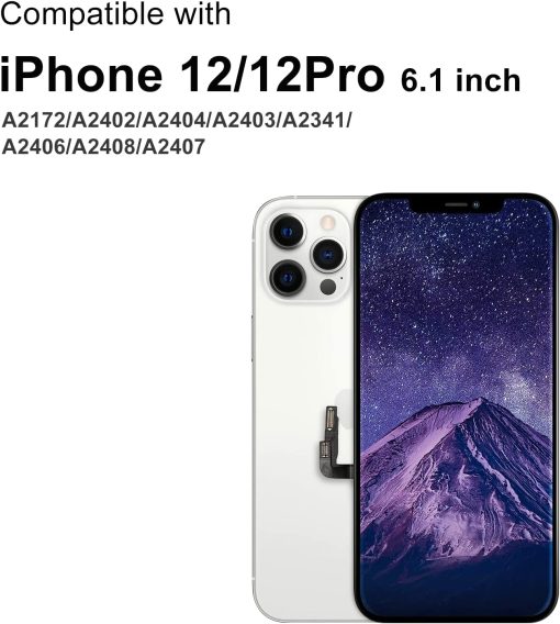 bokman for iPhone 12/12 Pro Black LCD Screen Replacement Parts Display Assembly Front Panel - Imagen 2