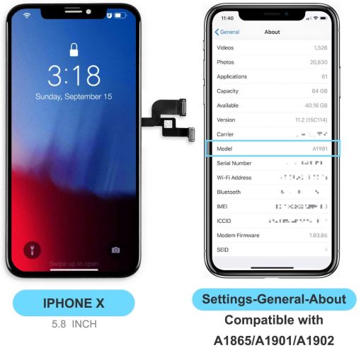 bokman for iPhone X LCD Black Screen Replacement Parts Display Assembly Front Panel - Imagen 2