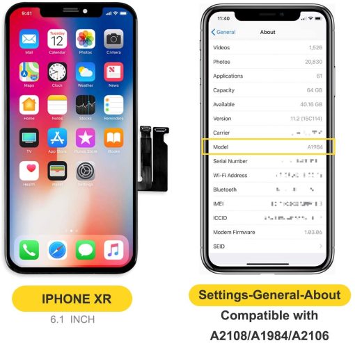 bokman for iPhone XR Black LCD Screen Replacement Parts Display Assembly - Imagen 2