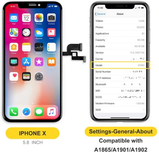 bokman for iPhone X Black OLED Screen Replacement Parts Display Assembly - Imagen 2