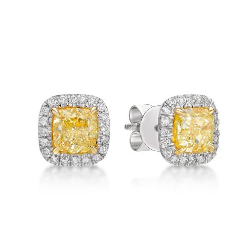 Fancy Yellow Cushion Fixed Cuffed Studs