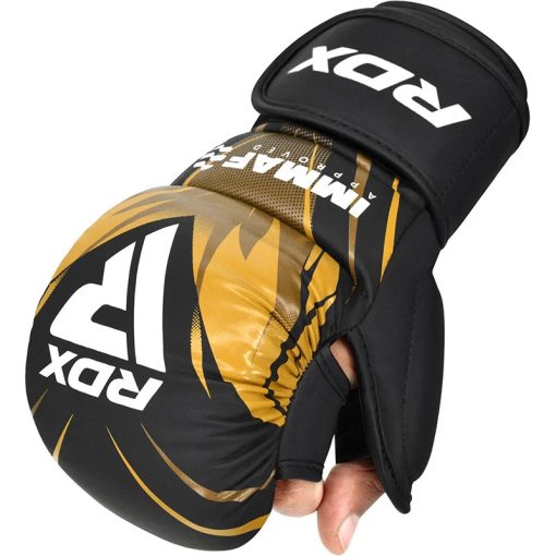 Guantes de lucha para tiradores RDX aprobados por IMMAF, dorados - Imagen 2
