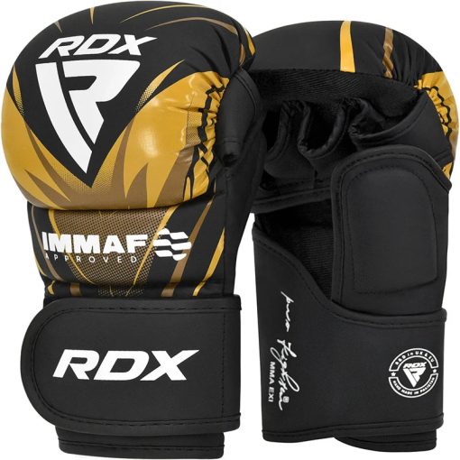 Guantes de lucha para tiradores RDX aprobados por IMMAF, dorados