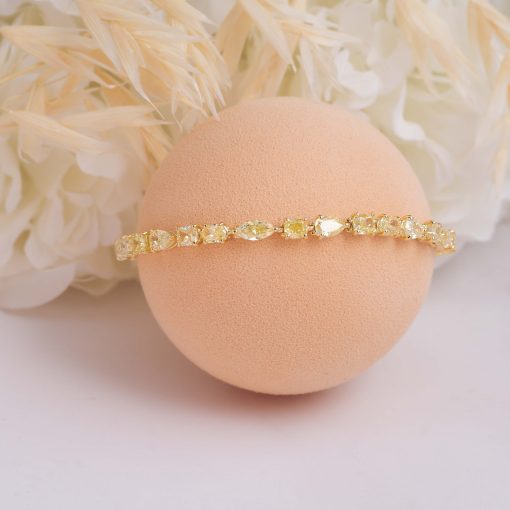Mixed Cut Fancy Yellow Diamond Tennis Bracelet - Imagen 2