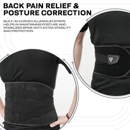 Cinturón de soporte de cintura ajustable RDX PB con acolchado lumbar para dolor lumbar - Imagen 2