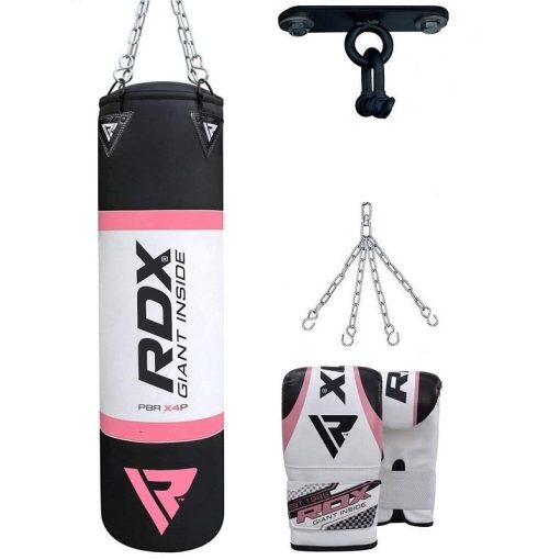 Saco de boxeo 4 en 1 RDX X4 de 4 pies con guantes y juego de ganchos para el techo