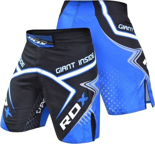 Pantalones cortos de combate MMA RDX R7 en negro y azul - Imagen 2