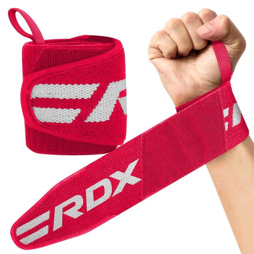 Muñequeras de levantamiento de pesas RDX W2 de color rosa para mujer