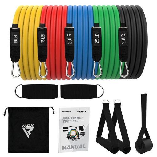 Juego de tubos de resistencia RDX L1 4 en 1 de 10 a 30 libras para entrenamiento en el gimnasio en casa