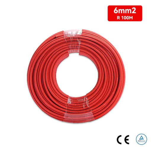 100M 6mm2 PV Wire MC4 Cable 10AWG TUV Proved - Red