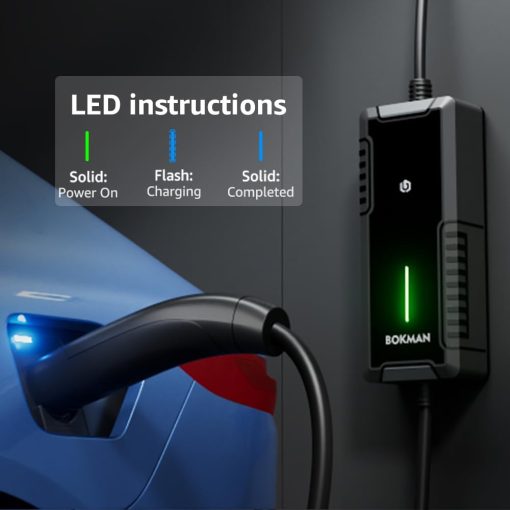 bokman Level 2 Mobile Charger for Tesla, 16Amp Wall Charger with NEMA 6-20 Plug and Level 1 NEMA 5-15 Compatible with Tesla Model 3/Y/X/S/Cybertruck (25ft) - Imagen 2