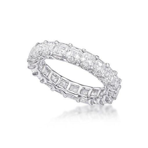 Asscher Shared Claw Eternity Ring