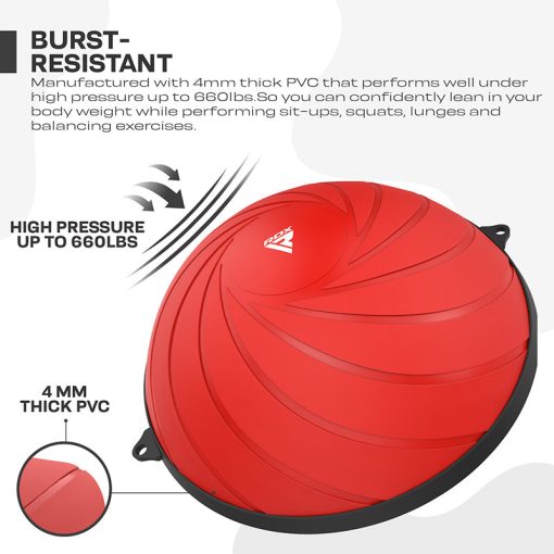 Entrenador de equilibrio de yoga RDX TP con media pelota y tubos de resistencia y bomba de aire - Imagen 2